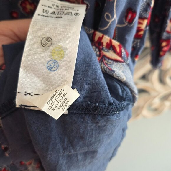 Gap Women's Floral V-Neck Long Sleeve Shift Dress Blue Floral SZ XS Lined - Picture 4 of 6